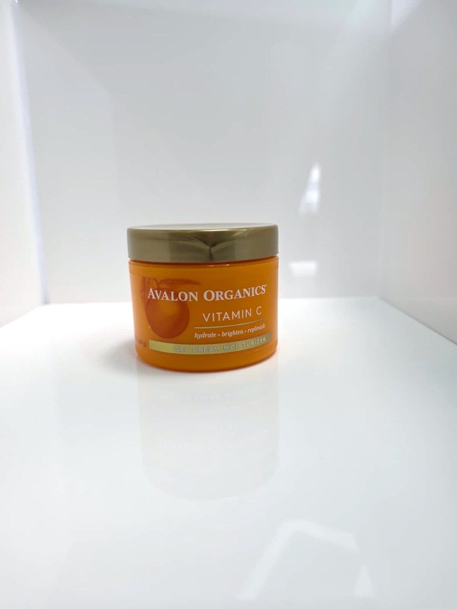My jar of Avalon Organics Vitamin C gel cream moisturizer, closed