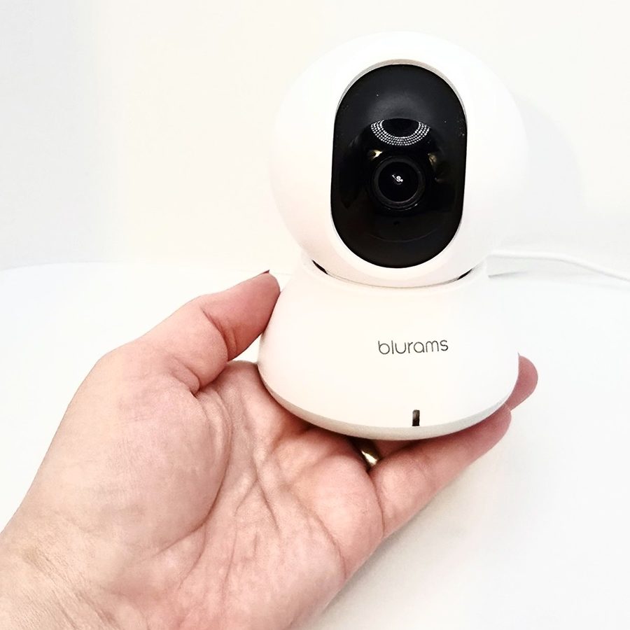 The blurams camera resting in my palm