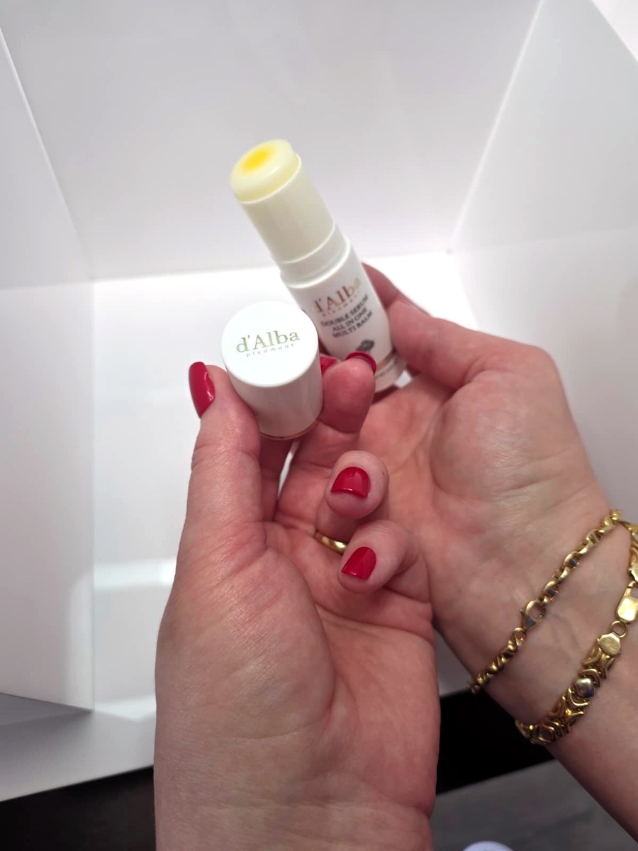 The d'Alba multi balm stick with the cap off, seen from above
