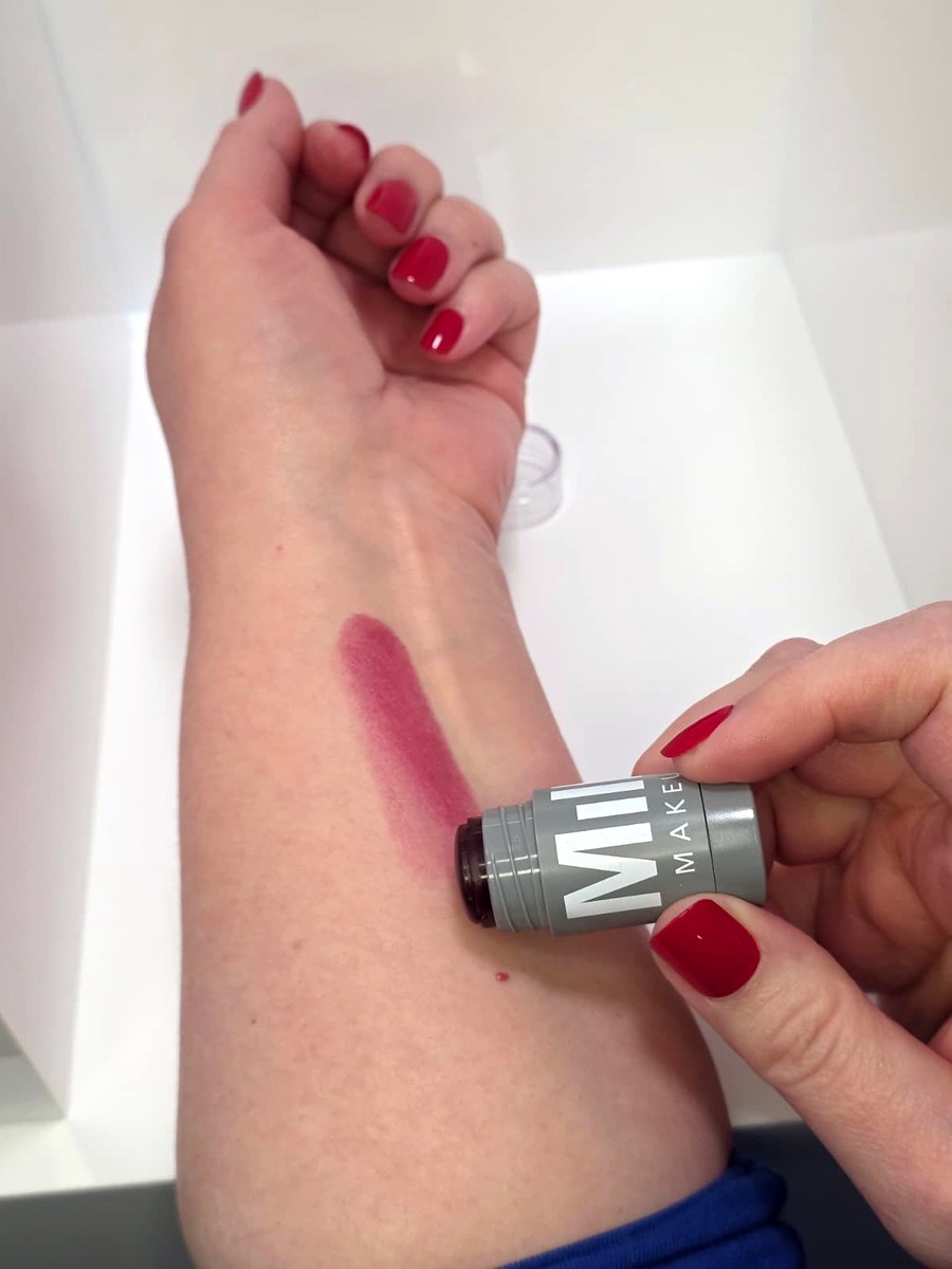 A swatch of Milk Makeup Muse on my forearm, unblended