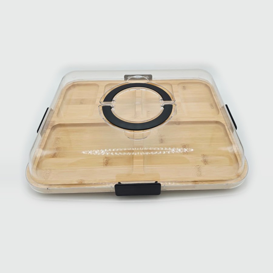 Uhosovury Portable Charcuterie Board with Clear Lid, 6 Compartments
